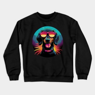 Retro Wave Dachshound Dog Shirt Crewneck Sweatshirt